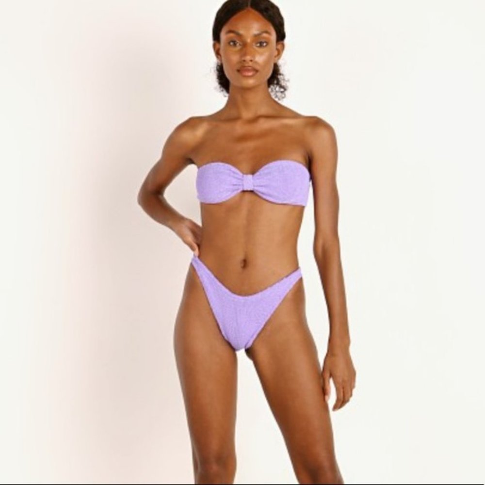 Bow strapless bandeau bikini high waisted swimsuit